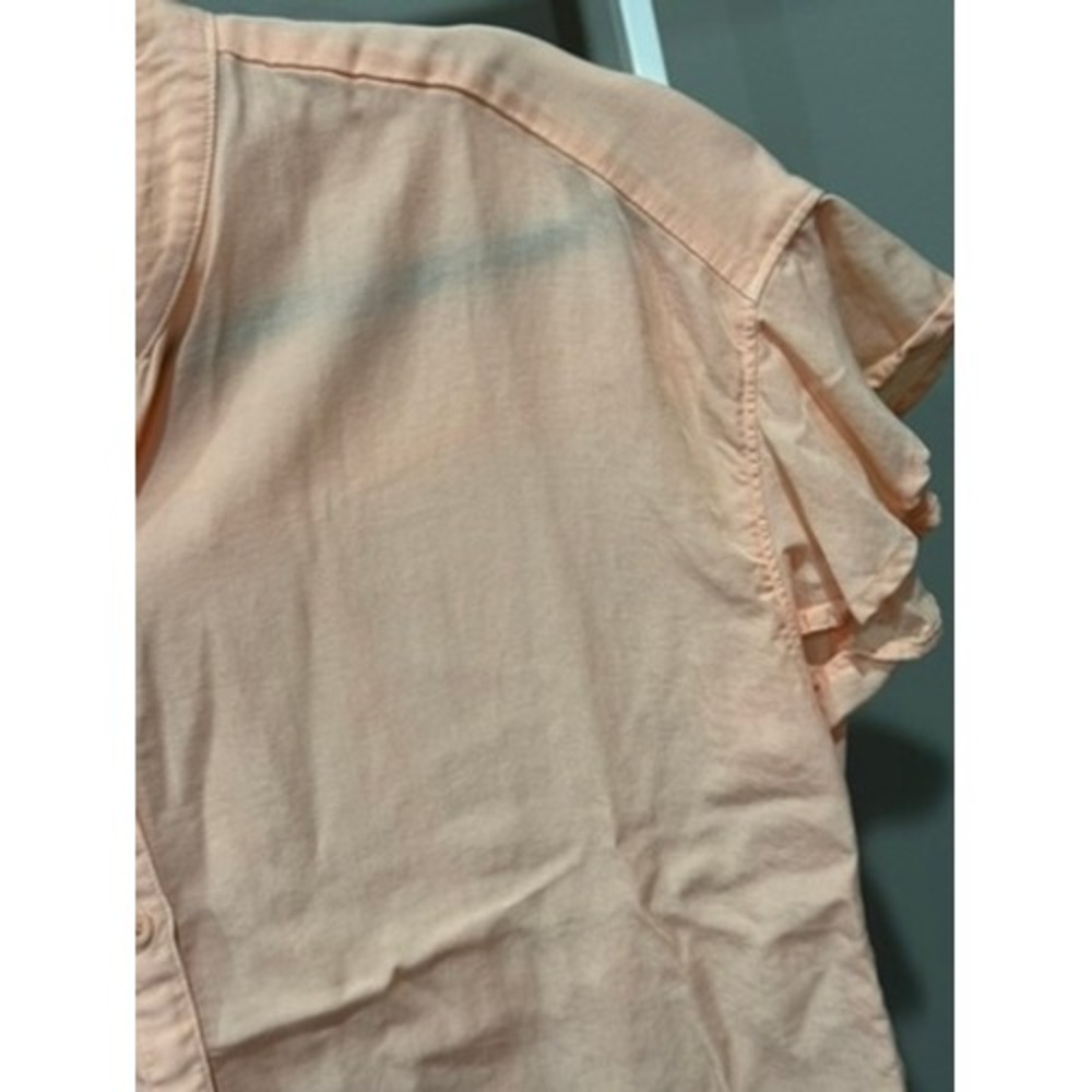 Cloth & Stone Anthropologie Peach Ruffle Sleeve Button Blouse S Boho Cottagecore - Picture 2 of 7